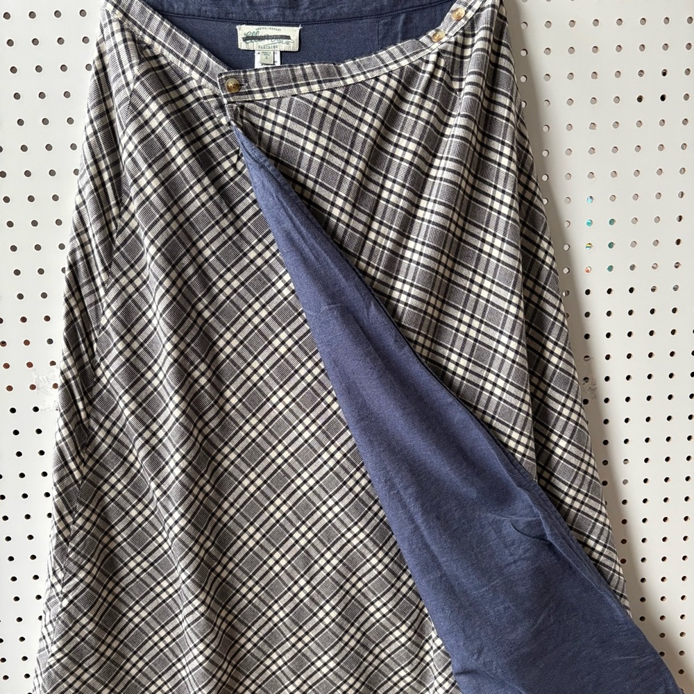 Vintage Ellen Orton Plaid A-Line Maxi Wrap Skirt with Blue Liner